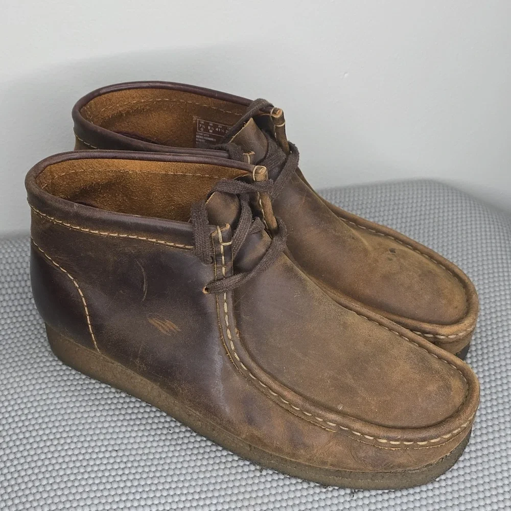 Clarks Wallabee Boot‎ Mens Dark Brown Suede Lace Up Chukkas Boots Size 8.5